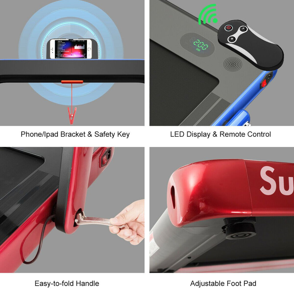 1-12Kph Folding Electric Treadmill with Bluetooth Capability