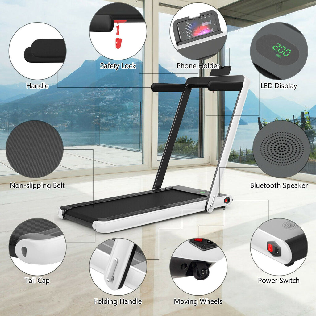 1-12Kph Folding Electric Treadmill with Bluetooth Capability